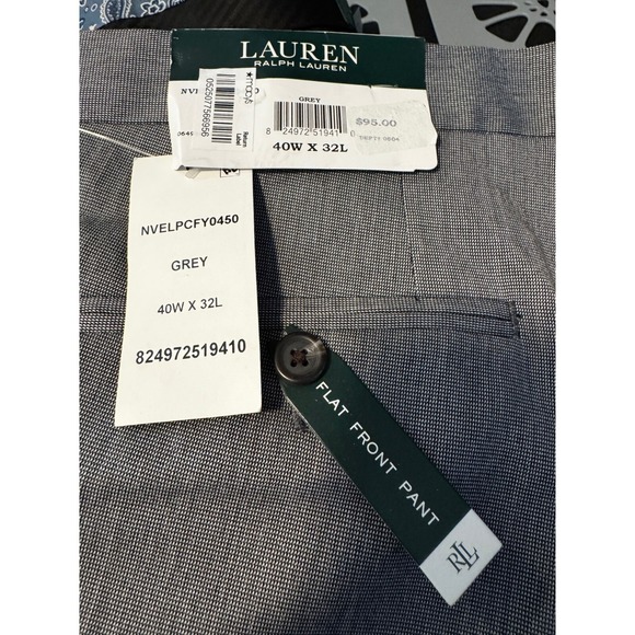 Lauren Ralph Lauren Men's Flat Front Pants 40x32 Gray Dress Causal Preppy NEW - Picture 3 of 7